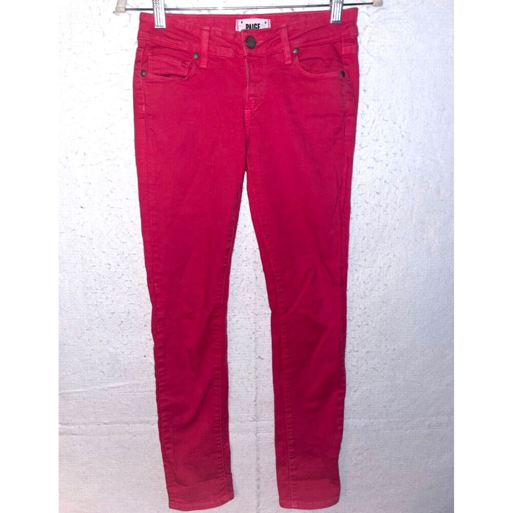 Paige Skyline Ankle Peg Size 24 Pink Jeans Denim Stretch Skinny Cotton Elastane